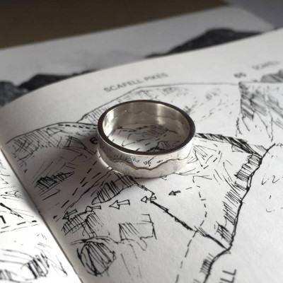 Personalized Mountain Landscape Skyline Ring