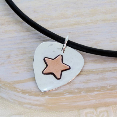 Personalized Silver And Copper Guitar Pick