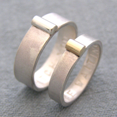 Personalized Silver And Gold His And Hers Rings