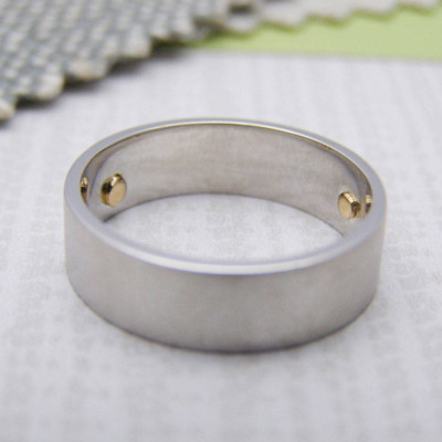 Personalized Silver And Gold Rivet Rings
