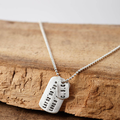 Personalized Silver Location Dog Tag Necklace