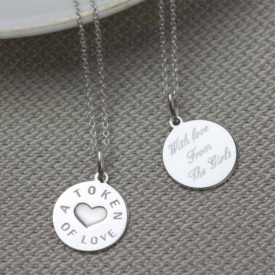 Personalized Silver And Gold Love Token Pendant