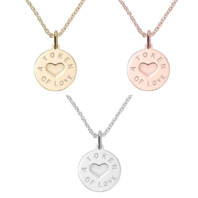 Personalized Silver And Gold Love Token Pendant