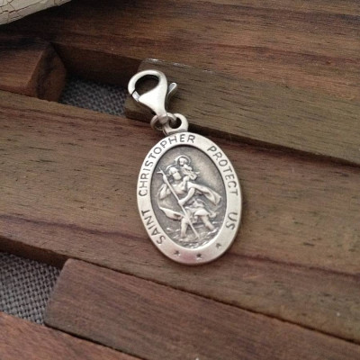Personalized Silver St Christopher Charm