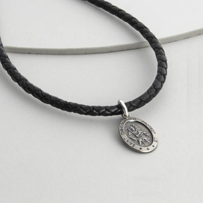 Personalized Sterling Silver St Christopher Necklet