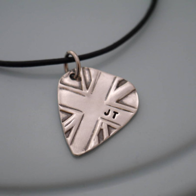 Personalized Silver Union Jack Plectrum