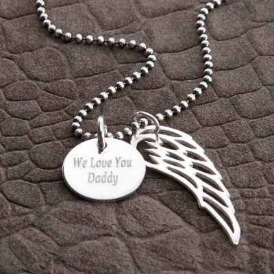 Personalized Sterling Silver Wing And Disc Pendant