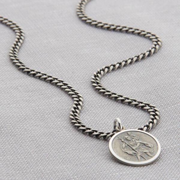 Personalized Sterling Silver St Christopher Necklace