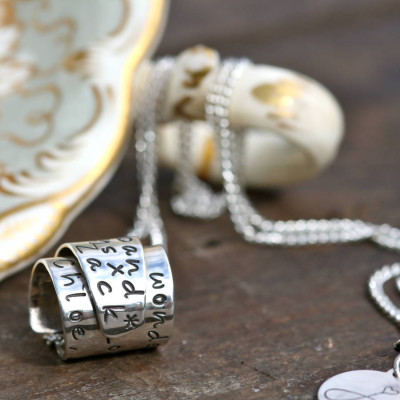 Personalized Silver Scroll Necklace