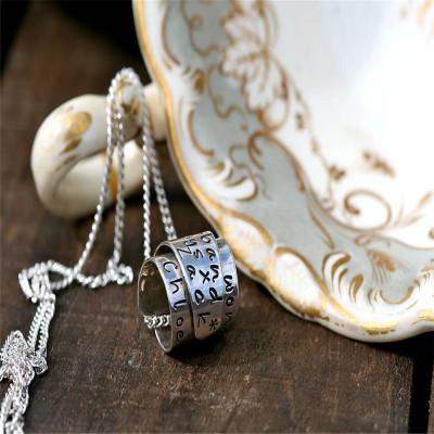 Personalized Silver Scroll Necklace