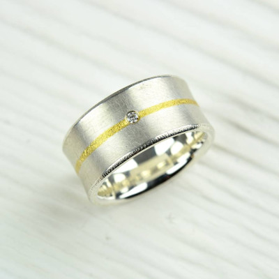 Silver And Fused Gold Diamond Ring