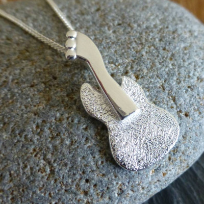 Silver Guitar Pendant And Chain