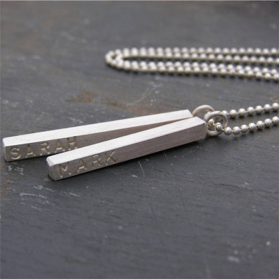 Silver Personalized Satin Mens Necklace