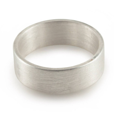 Silver Wedding Band Ring Hand Forged Flat Fit