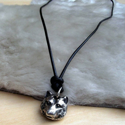 Silver Wolf Head Necklace