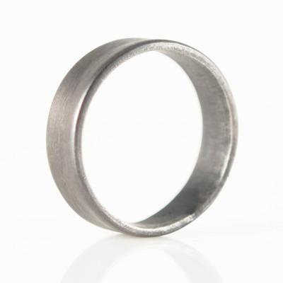 Sterling Silver Oxidized Flat Wedding Band Ring