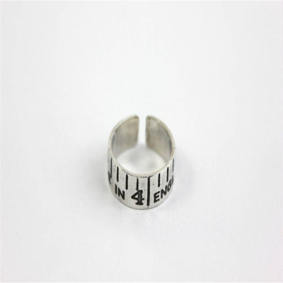 Etched Silver Vintage Style Tape Measure Ring