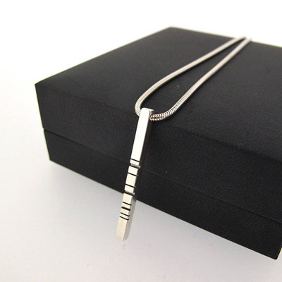 Thin Silver Barcode Pendant