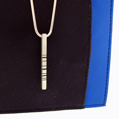 Thin Silver Barcode Pendant