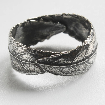 Handmade Woodland Unisex Silver Leaf Ring