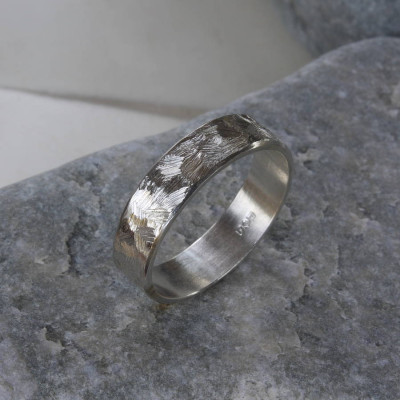 Handmade Unisex Textured Silver Band Ring