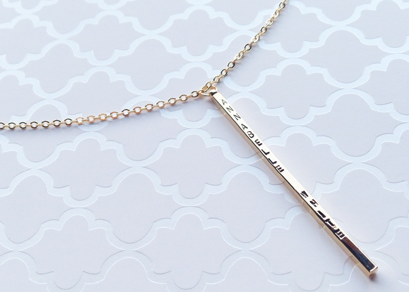 Personalized Hand Stamped Long Bar Necklace - Personalized Gold Bar Necklace - Hand Stamped Long Charm - Bridesmaid Gift - Holiday Gift