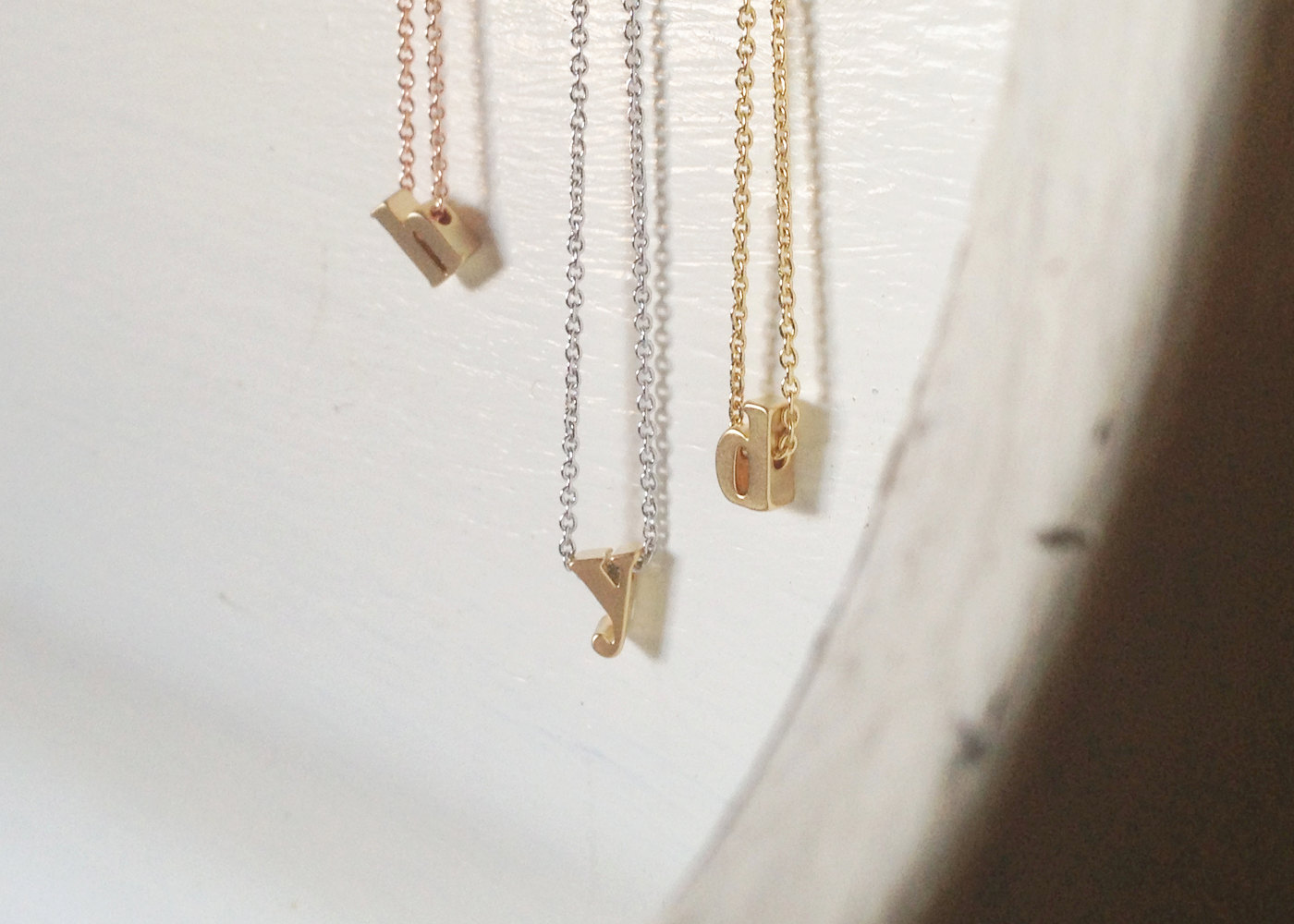 Personalized initial necklace - lower case letter jewelry with Gold - Silver - Rose Gold Chain - Bridesmaid Gift - Graduation Gift