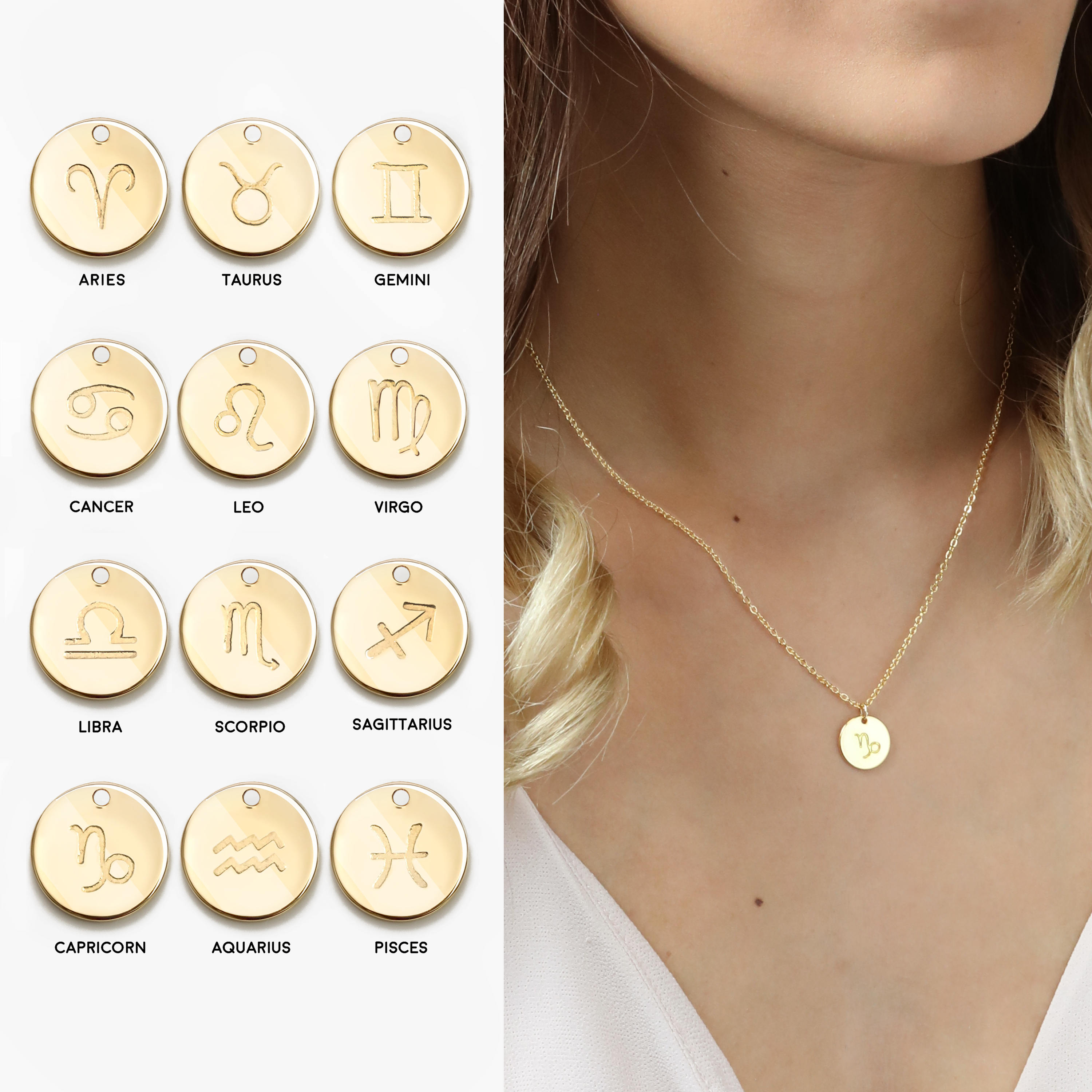 Zodiac Necklace Gift Women Zodiac Jewelry Zodiac Sign Constellation taurus cancer zodiac Charm necklace