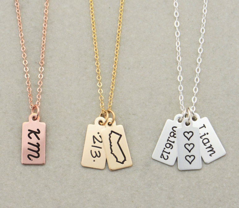 Engraved Gold Tag Necklace - Name Bar Necklace - Personalized Gold Bar Necklace - Personalized Bar Necklace - Gold Bar - Valentines Day
