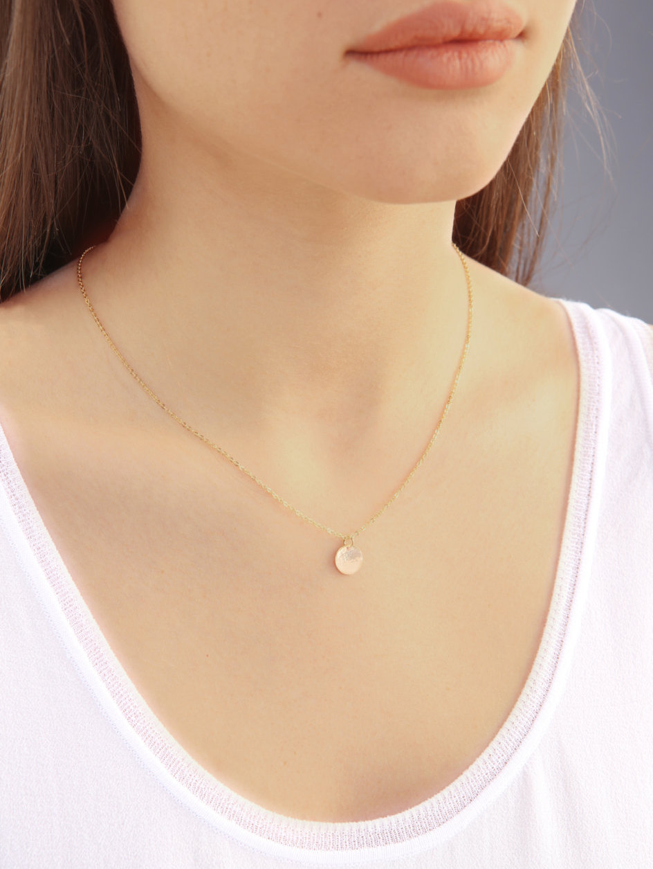 Hammered Disc Necklace - Gold Filled - Personalized Necklace - Hand Stamped - Initial Disc - Mother's Necklace - Dainty Necklace - Christmas Gift