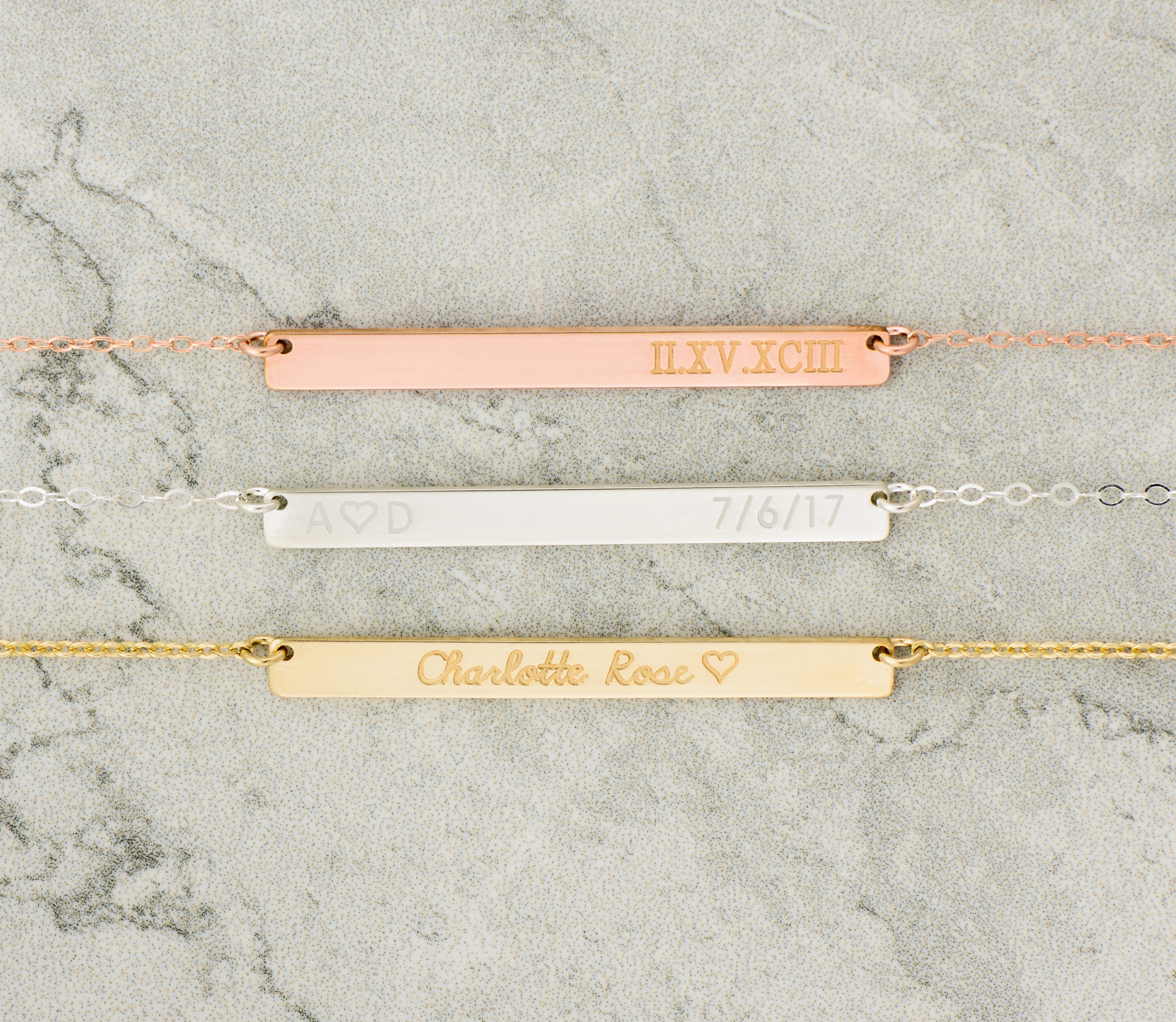 Personalized Thick Gold Bar - Gold - Rose Gold - Silver Thick Skinny Bar Necklace - Customized Gold Bar Necklace - Bar Necklace - Bridesmaid Gift