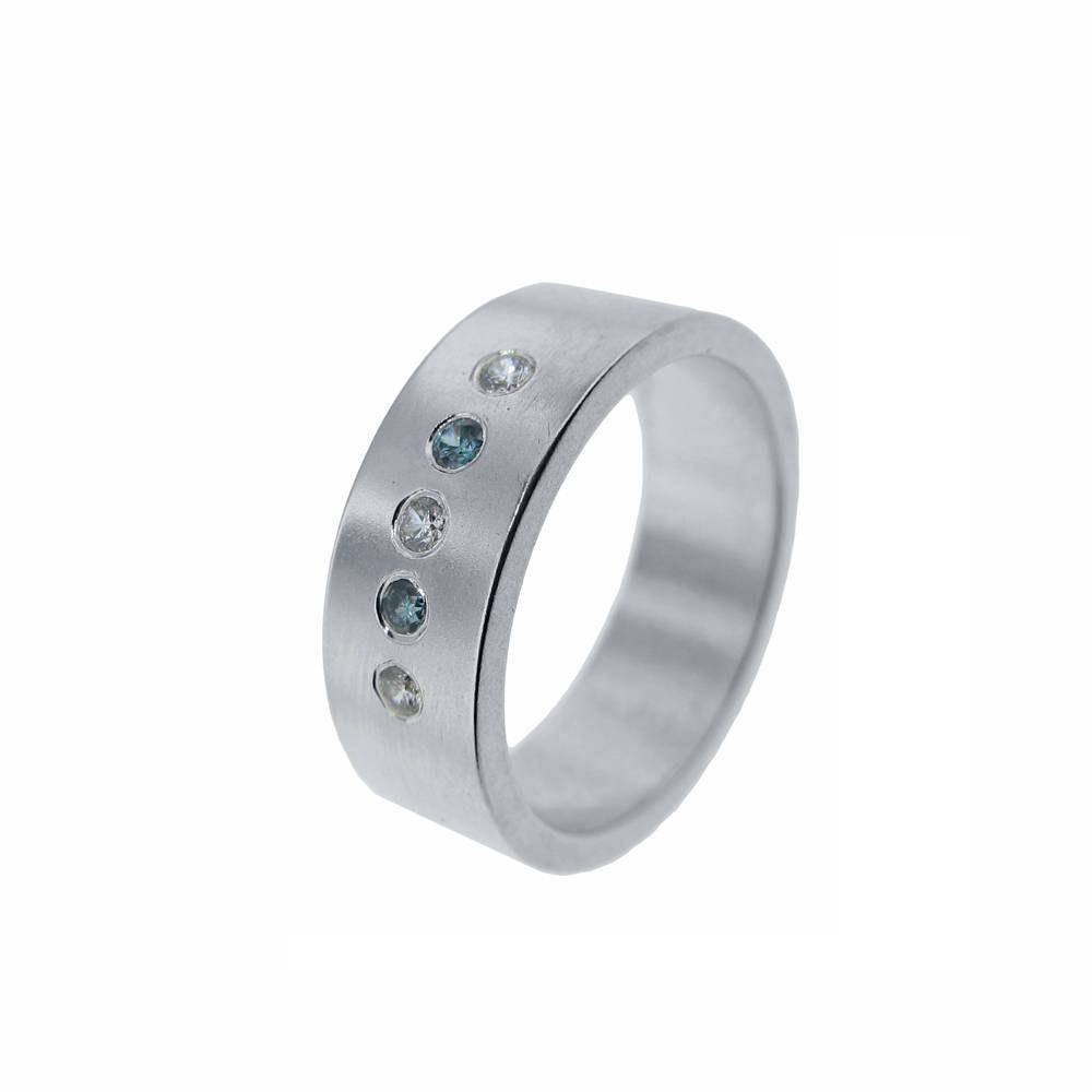 Diamond Ring - Personalized Family Birthstone Ring Custom Hand Stamped Silver Band for Him or Her by Metal Pressions