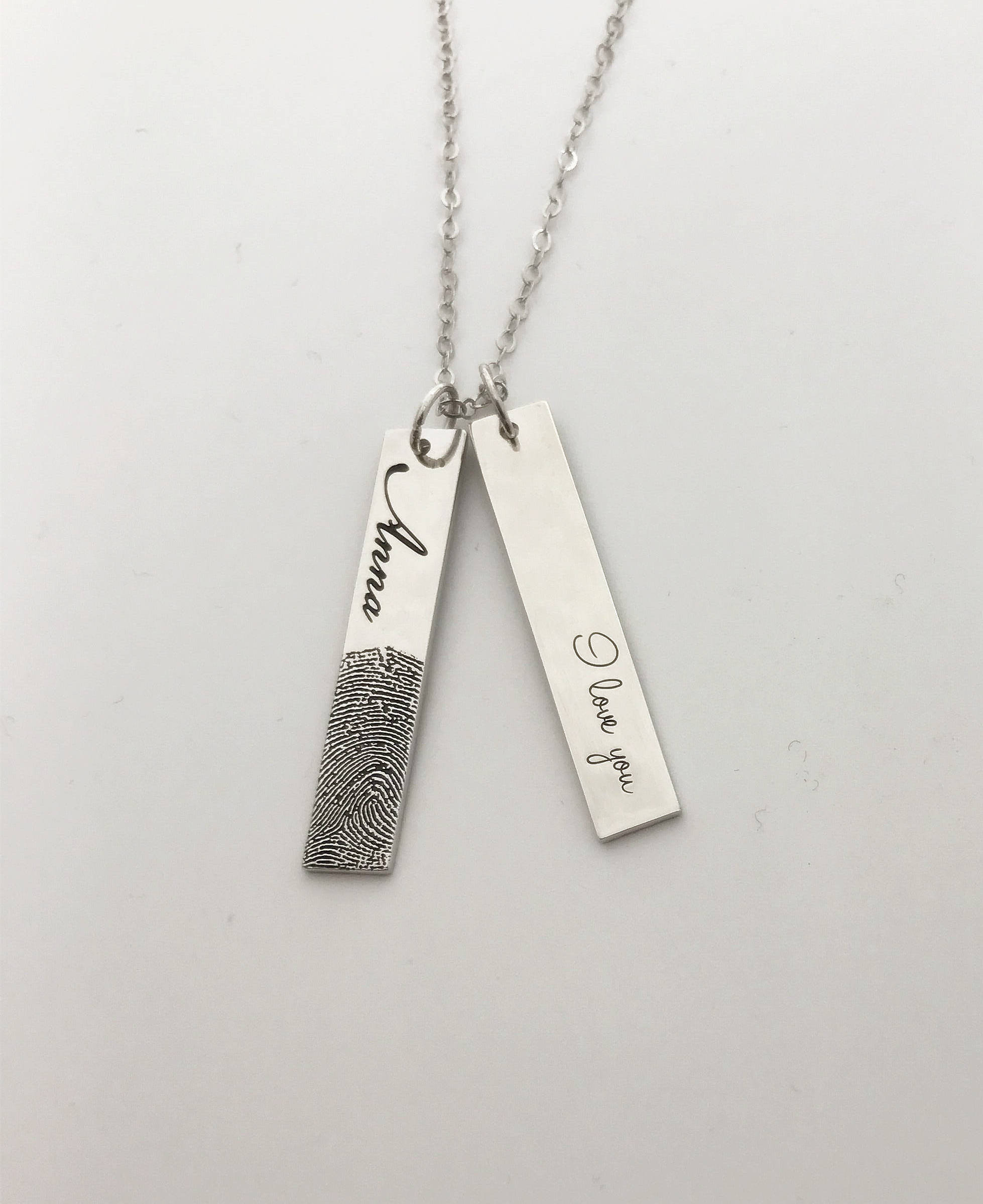 Fingerprint necklace - Bar necklace - Dainty necklace - Handwriting necklace