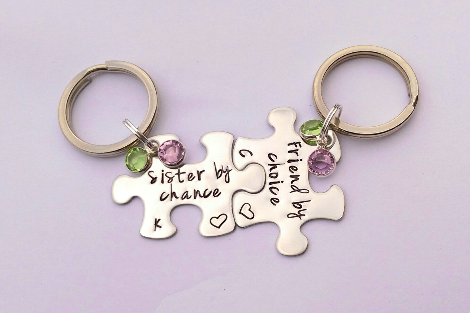 Personalized Sister gift - Sister by chance friend by choice - personalized sister keychain gift - sister keyring - birthstone keyrings