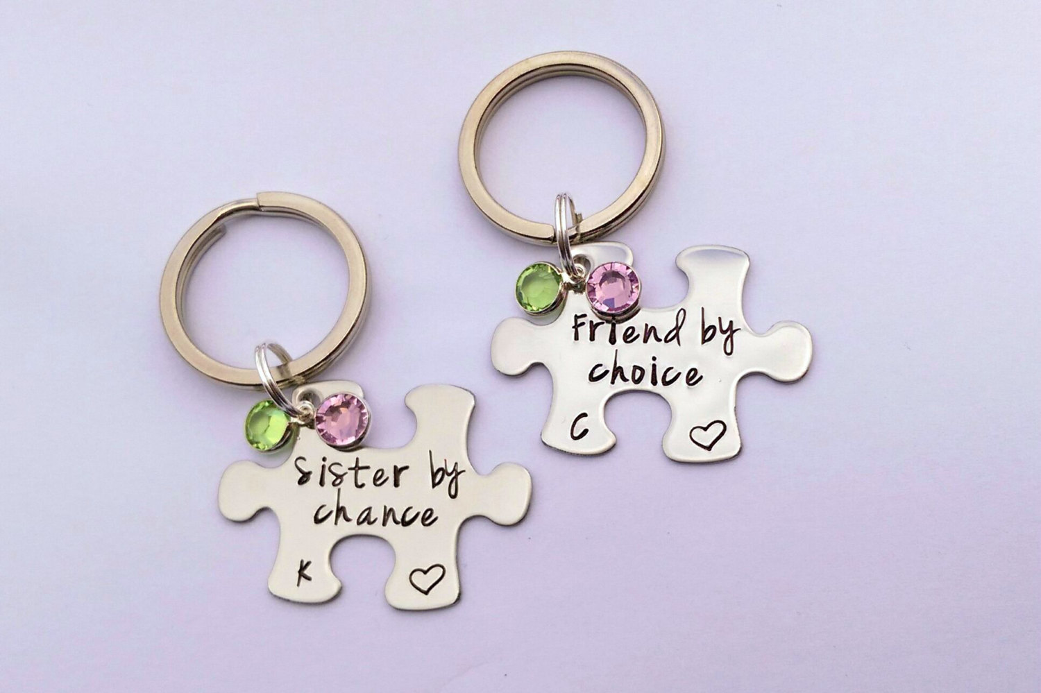 Personalized Sister gift - Sister by chance friend by choice - personalized sister keychain gift - sister keyring - birthstone keyrings