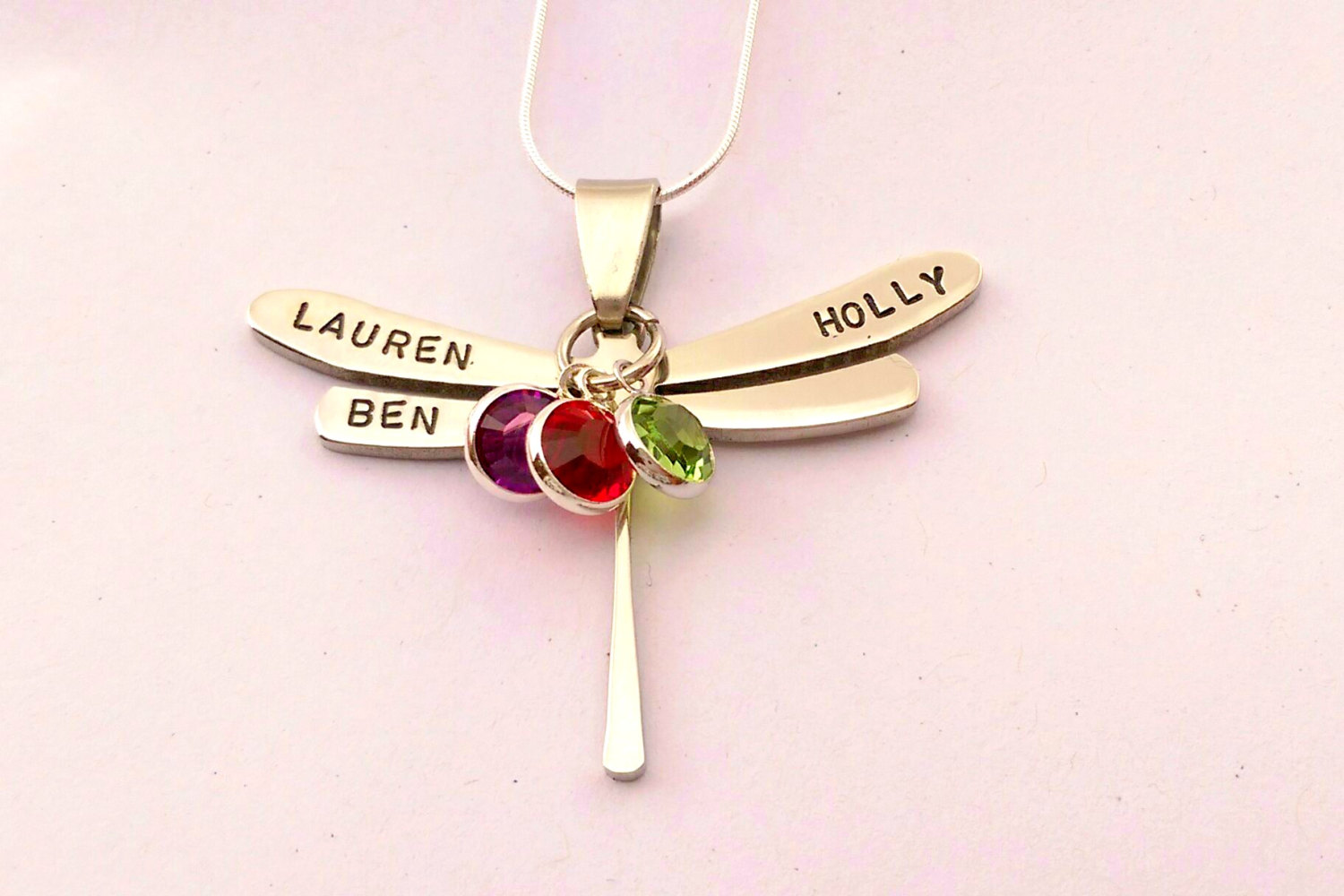 Personalized dragonfly necklace - personalized name necklace - Personalized gift present for daughter mum mom sister auntie grandma nanny