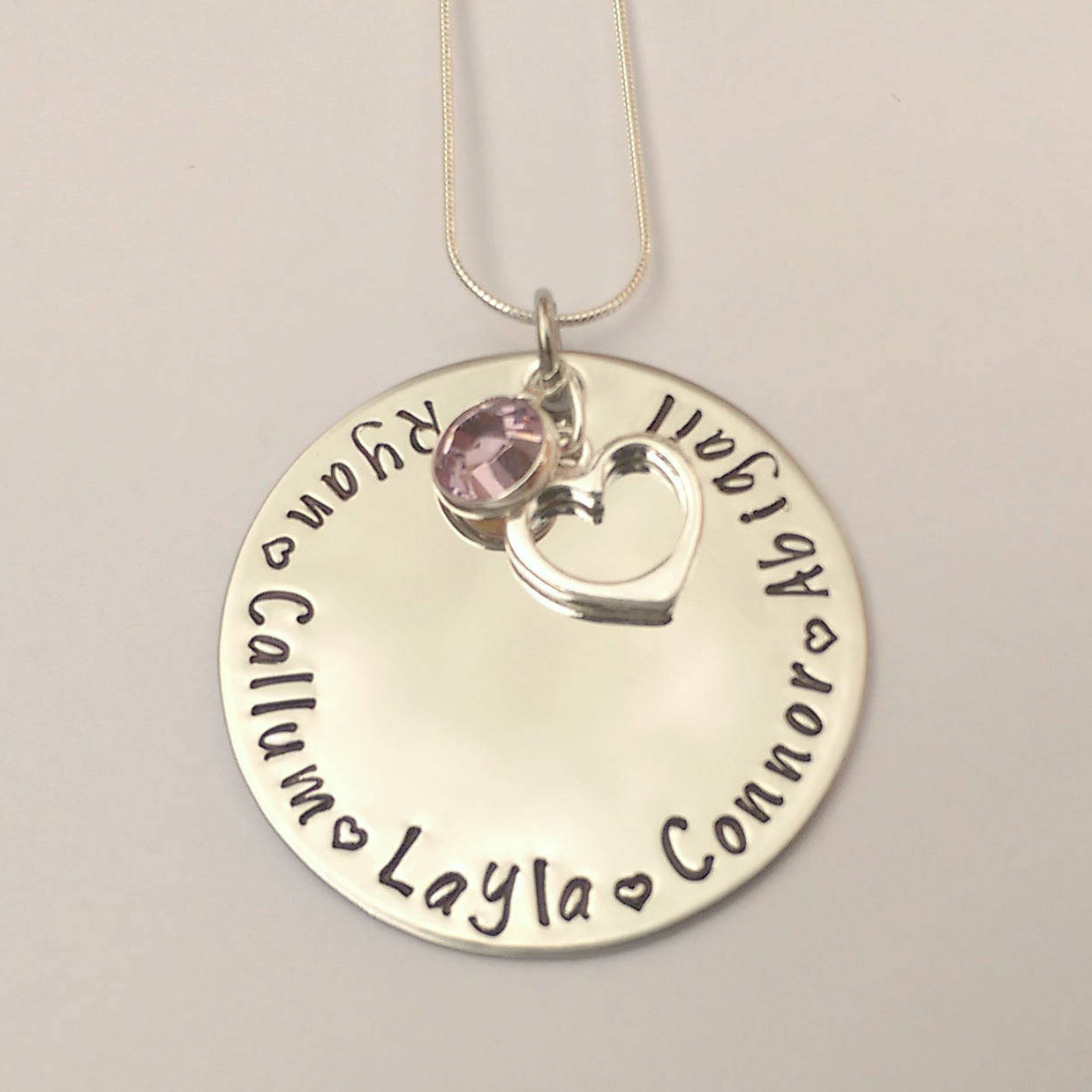 Personalized name necklace - Mum necklace - Personalized gift for mum - silver heart necklace - birthstone necklace - birthstone jewellery