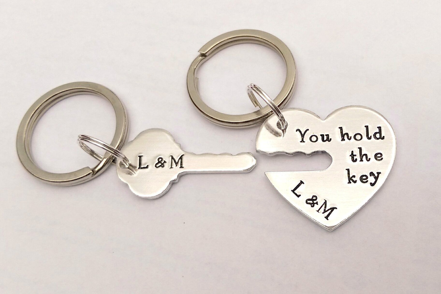 Personalized valentines gift - his and hers keyrings - couples keyrings - couples gift - you hold the key to my heart - anniversary gift