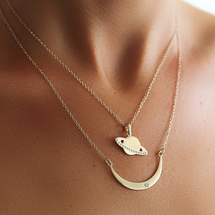 Planet Necklace - Layered Necklace set - Outer space jewelry - Multistrand necklace - Wanderlust jewelry - Galaxy jewelry gift - Outer space