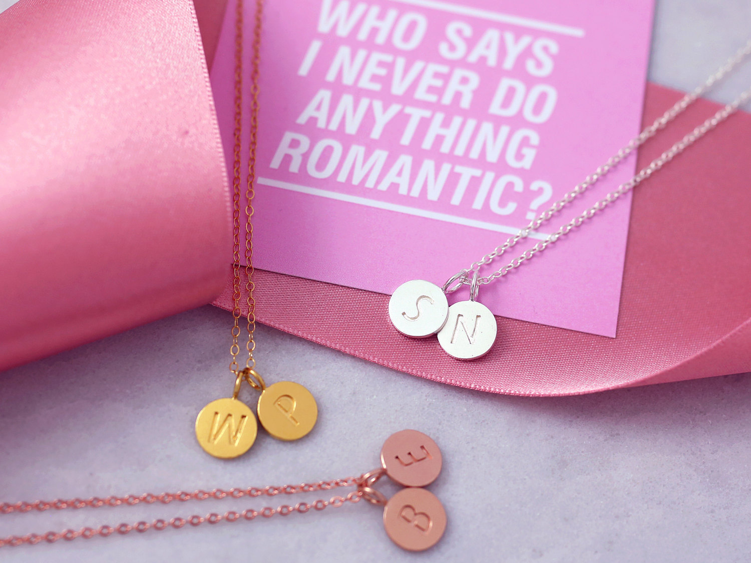 Romantic Necklace - Funny Love card - Disc Necklace - Romantic Gift Wife - Funny Valentine - Dainty thin Chain - Tiny Letter Necklace -