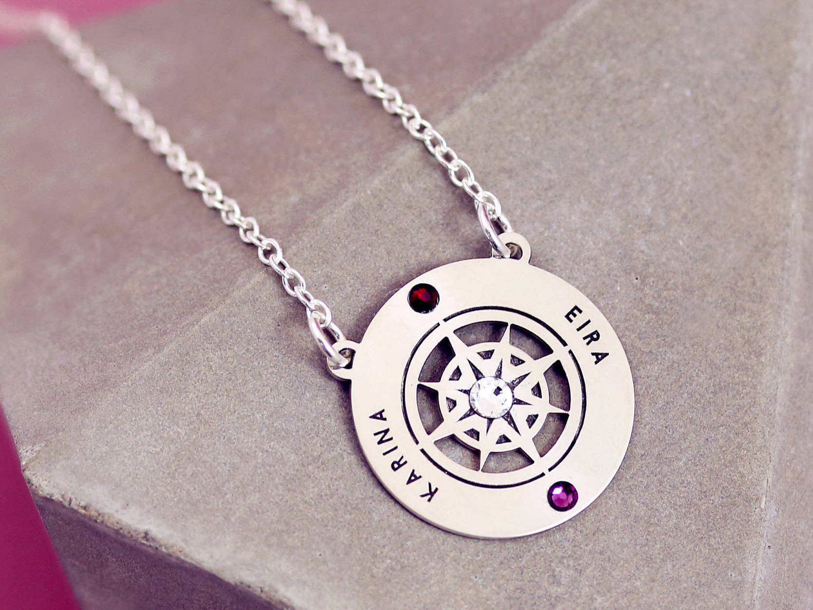 Two Sisters Necklace - Soul Sisters Jewelry - Compass Charm - Two Sisters Jewelry - Let Love grow - I Miss You - Ill Love you Forever -