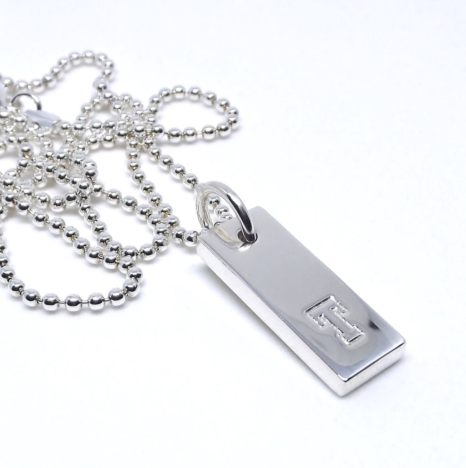 Personalized Initial Pendant in Sterling Silver 925 - Monogram Necklace - Men's Jewellery - Heavy Bar Pendant - Chunky Jewelry