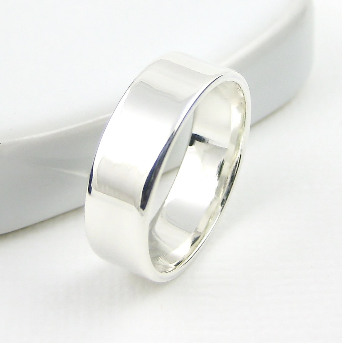 Unisex Sterling Silver Ring - Wide Simple Band - Wedding Band - Thumb Ring - Sterling Silver Jewellery 925