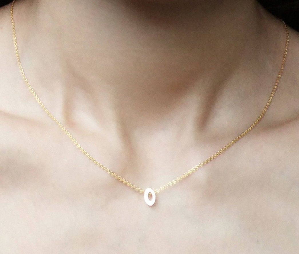 Gold Silver Lowercase Initial Letter Character Necklace - Personalized Custom monogram Multi Lower case Initials - Bridesmaid Necklace