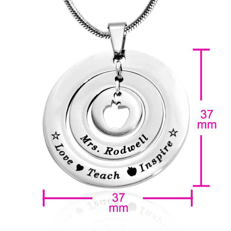 Personalized Circles of Love Necklace Teacher - Sterling Silver