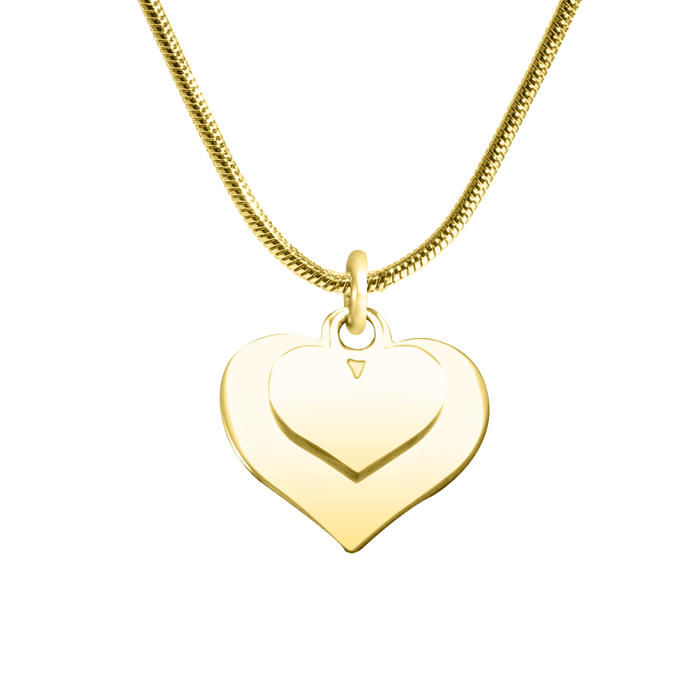 Personalized Double Heart Necklace - 18ct Gold