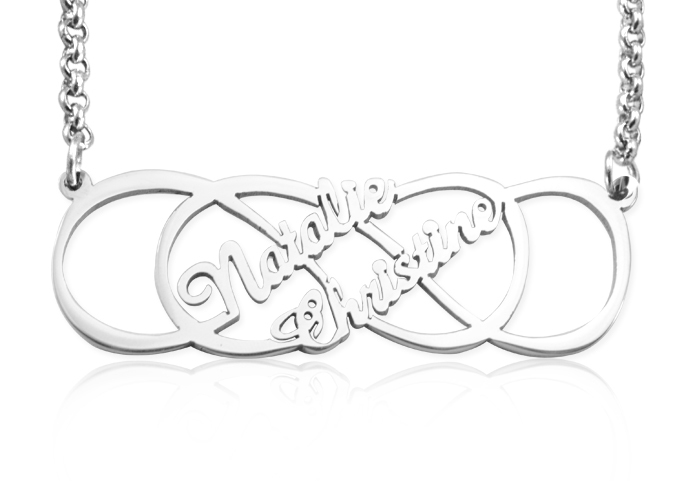Personalized Infinity X Infinity Name Necklace - Sterling Silver