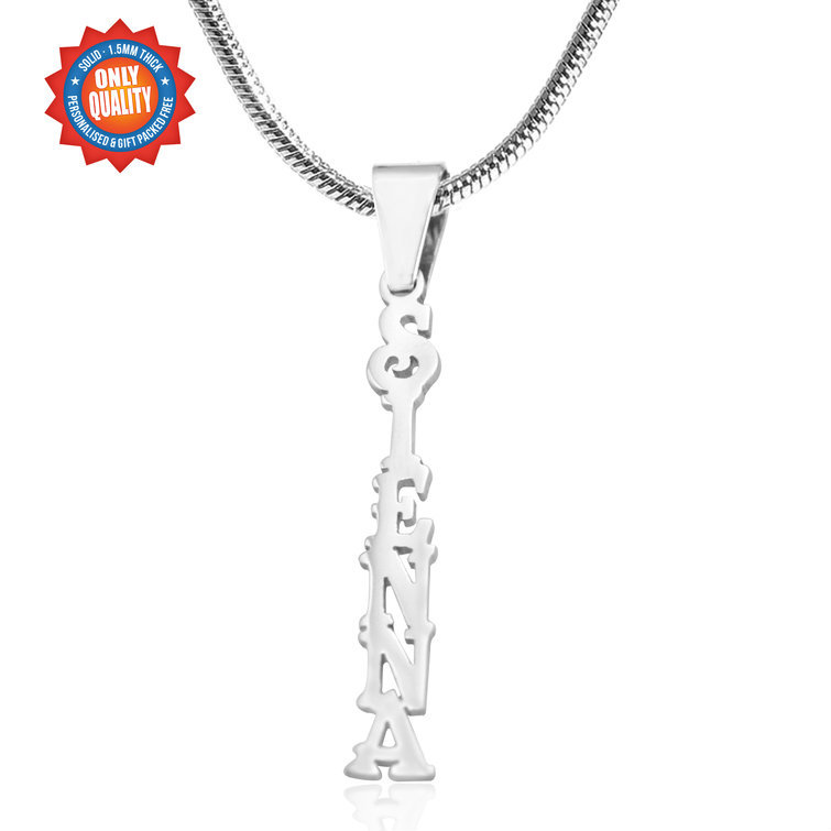 Personalized Name Necklace Vertical - Sterling Silver