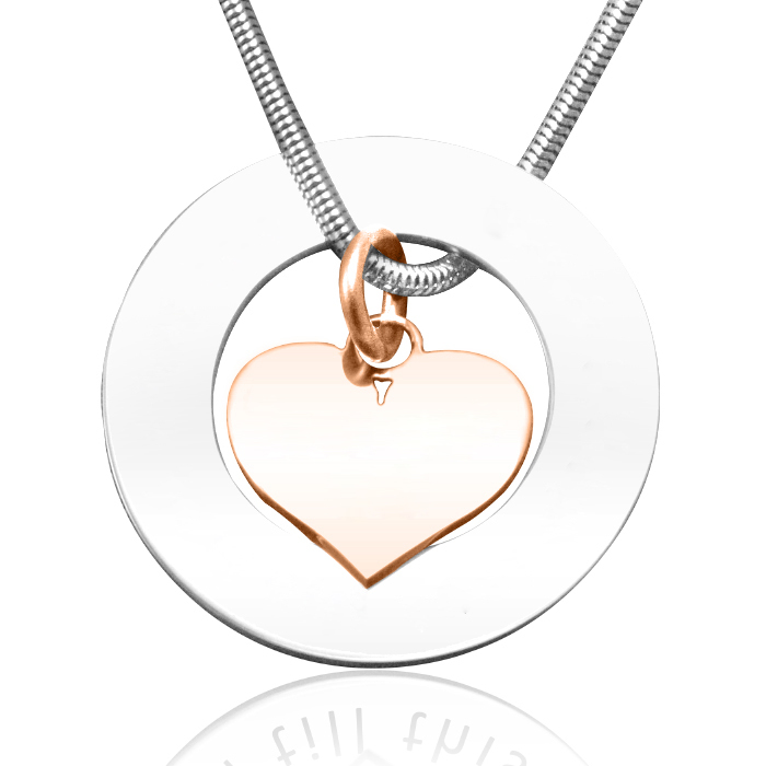 Personalized Circle My Heart Necklace - Two Tone HEART in Rose Gold