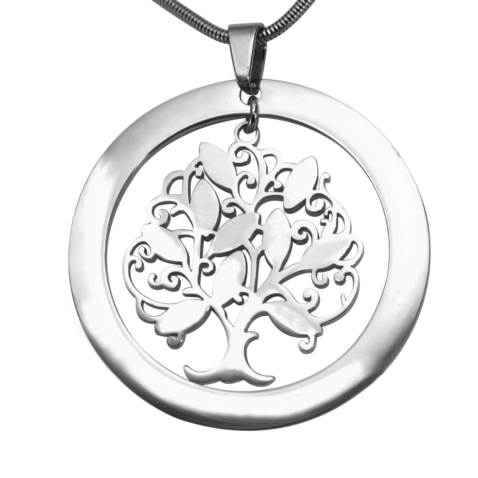 Personalized Tree of My Life Washer Necklace 10 - Sterling Silver